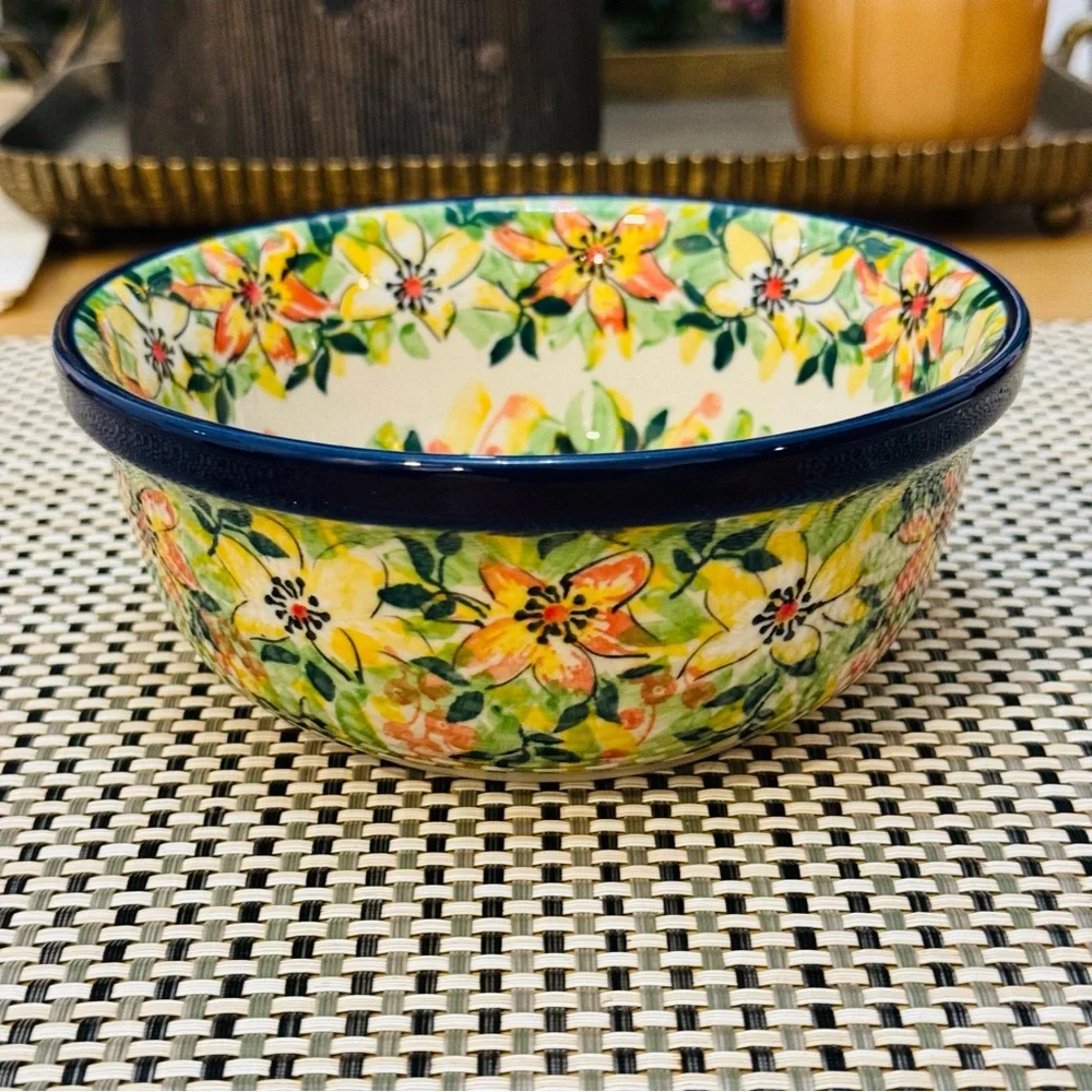 Polish Pottery Bowl 6” Summer In The 60's UNIKAT UNIKAT